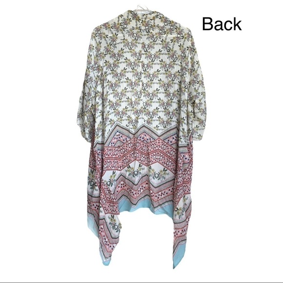 Francesca’s Blue Rain Floral Boho Chic Long Floral Kimono Size Small - Picture 7 of 16